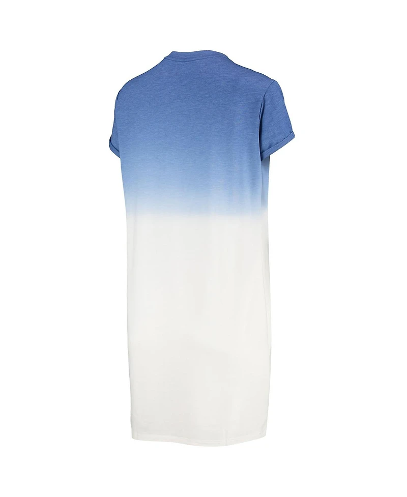 Women's Junk Food Heathered Royal and White New England Patriots Ombre Tri-Blend T-shirt Dress