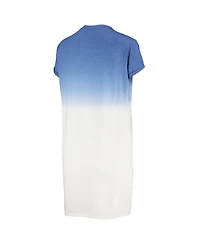 Women's Junk Food Heathered Royal and White New England Patriots Ombre Tri-Blend T-shirt Dress