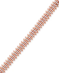 Diamond Accent Wide Link Chain Bracelet Gold-Plated or Silver-Plated Brass