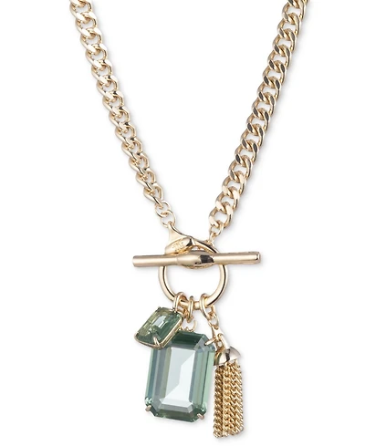 Lauren Ralph Lauren Gold-Tone Chain Tassel & Color Crystal Multi-Charm 17" Pendant Necklace