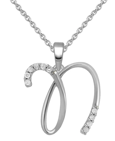 Diamond Fancy Initial 18" Pendant Necklace (1/10 ct. t.w.) in Sterling Silver
