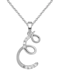 Diamond Fancy Initial 18" Pendant Necklace (1/10 ct. t.w.) in Sterling Silver