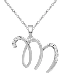 Diamond Fancy Initial 18" Pendant Necklace (1/10 ct. t.w.) in Sterling Silver