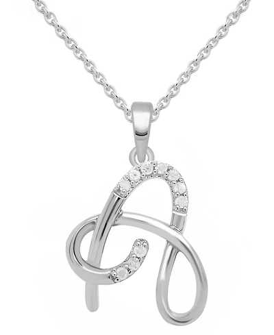 Diamond Fancy Initial 18" Pendant Necklace (1/10 ct. t.w.) in Sterling Silver