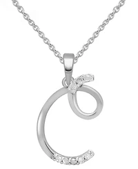 Diamond Fancy Initial 18" Pendant Necklace (1/10 ct. t.w.) in Sterling Silver