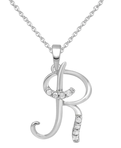 Diamond Fancy Initial 18" Pendant Necklace (1/10 ct. t.w.) in Sterling Silver