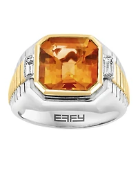Effy Men's Citrine (5-1/10 ct. t.w.) & White Topaz (1/10 Ring Sterling Silver 14k Gold-Plated