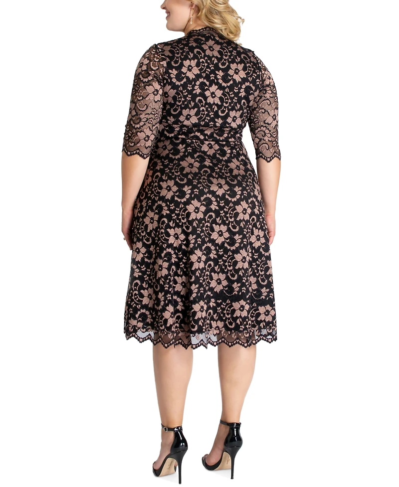 Kiyonna Plus Mon Cherie Floral Lace Cocktail Dress