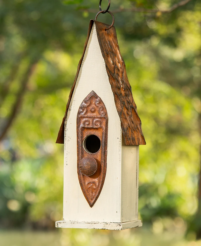 Glitzhome 13.25" Washed Distressed Birdhouse