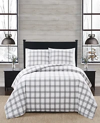 London Fog Plaid Flannel 3-Pc. Duvet Cover Set, King
