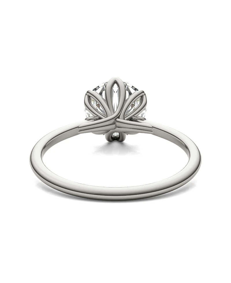 Moissanite Round Solitaire Ring (1-9/10 Carat Total Weight Diamond Equivalent) 14K White Gold