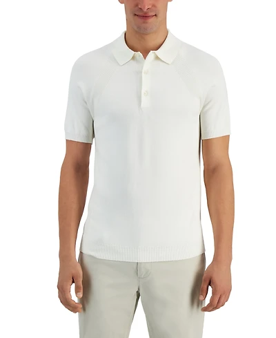Alfani Men's Ribbed Raglan Sweater-Knit Polo Shirt, Created for Macy's