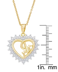 Macy's Women's Diamond Accent 'Mom' Heart Pendant Necklace