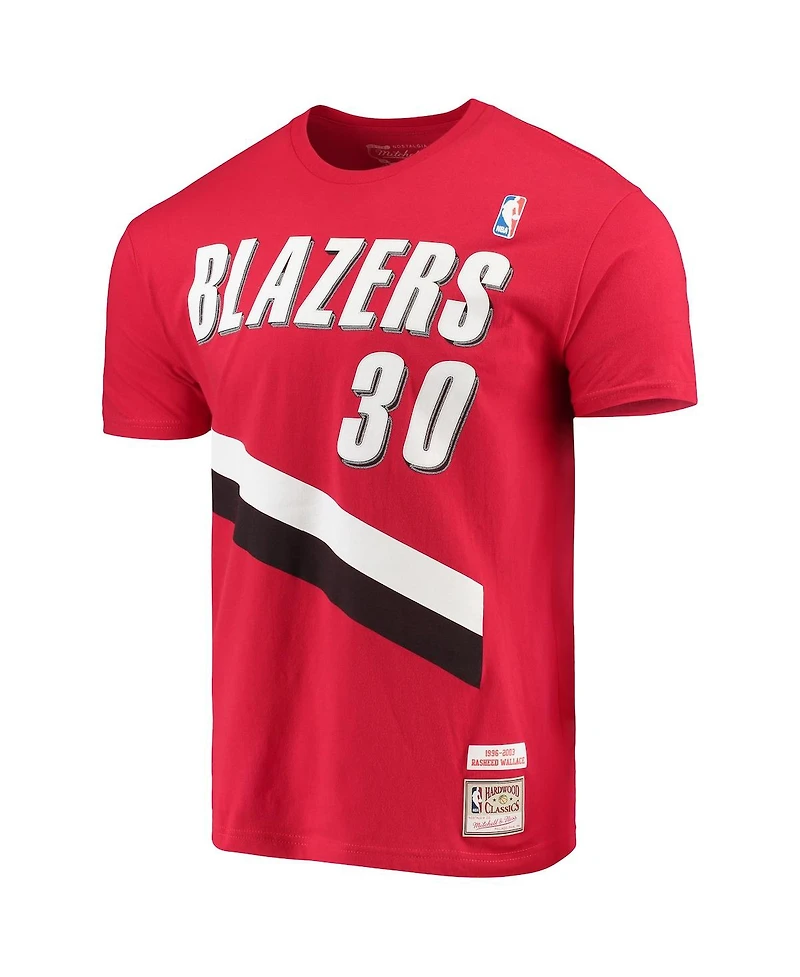 Men's Mitchell & Ness Rasheed Wallace Red Portland Trail Blazers Hardwood Classics Player Name and Number T-shirt