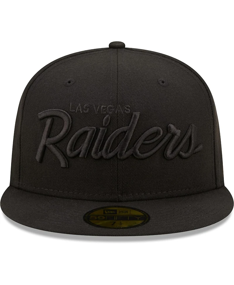 Men's New Era Las Vegas Raiders Black on Black Alternate Logo 59FIFTY Fitted Hat