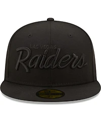 Men's New Era Las Vegas Raiders Black on Black Alternate Logo 59FIFTY Fitted Hat