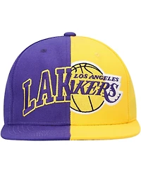 Men's Mitchell & Ness Purple, Gold Los Angeles Lakers Half and Half Snapback Hat