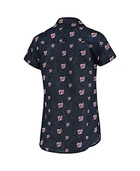 Women's Foco Navy Washington Nationals Floral Button Up Shirt