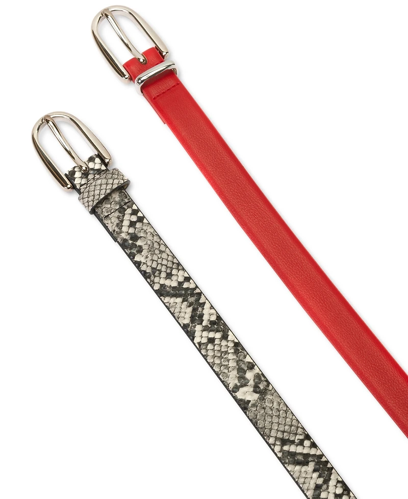 I.n.c. International Concepts 2-Pk Snake & Solid Belt, Created for Macy's