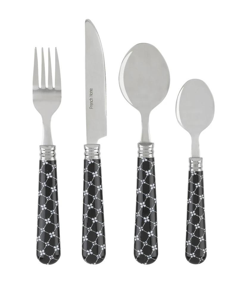 French Home Bistro Abstract Butterfly Stainless Steel 16 Piece Flatware Set, Service for 4