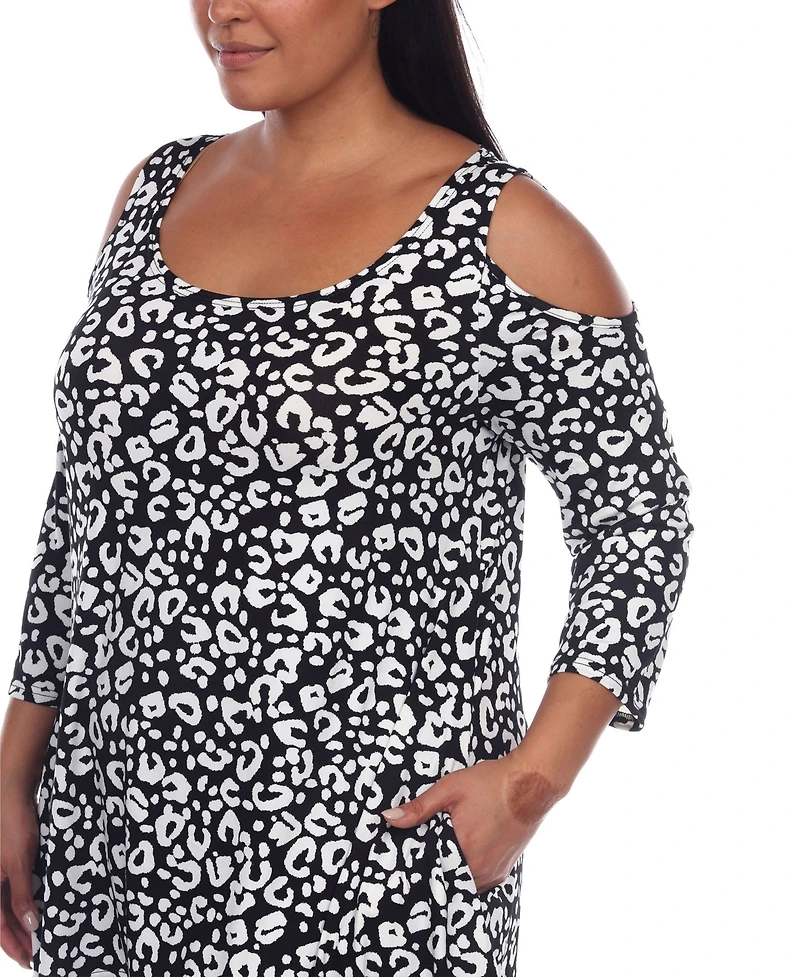 Plus Leopard Cold Shoulder Tunic Top
