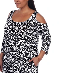 Plus Leopard Cold Shoulder Tunic Top