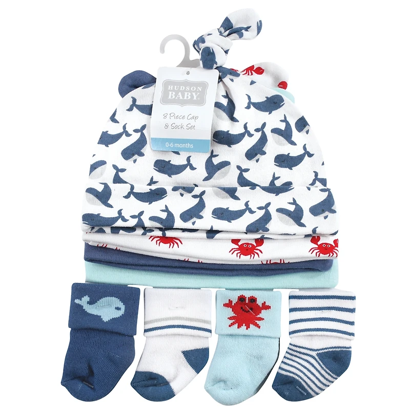 Hudson Baby Baby Boys Hudson 8pc Cap/Socks Set