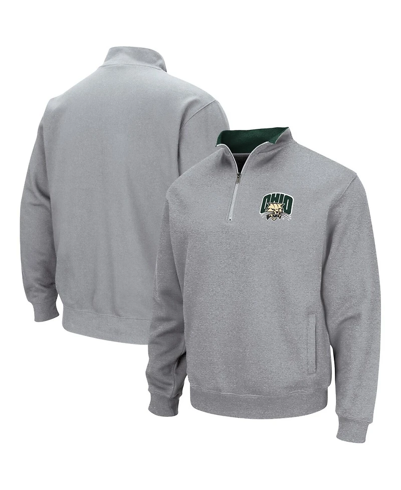 Men's Colosseum Heathered Gray Ohio Bobcats Tortugas Team Logo Quarter-Zip Jacket