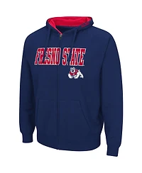 Men's Colosseum Navy Fresno State Bulldogs Arch & Logo 3.0 Full-Zip Hoodie