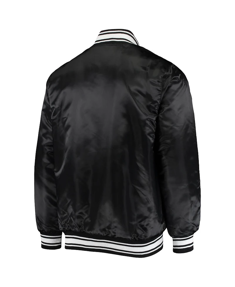 Men's Starter Black Minnesota Vikings Locker Room Satin Varsity Full-Snap Jacket