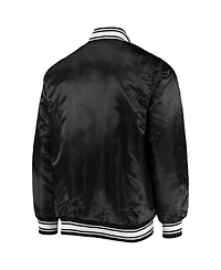 Men's Starter Black Minnesota Vikings Locker Room Satin Varsity Full-Snap Jacket