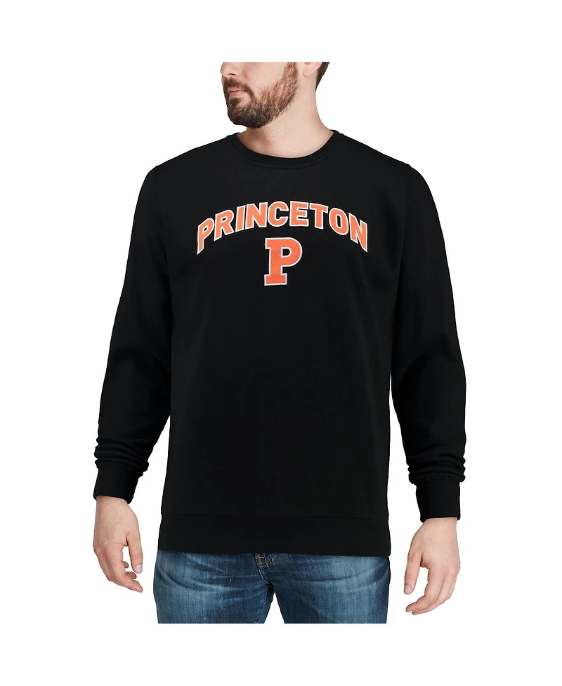 Men's Colosseum Black Princeton Tigers Arch & Logo Crew Neck Sweatshirt