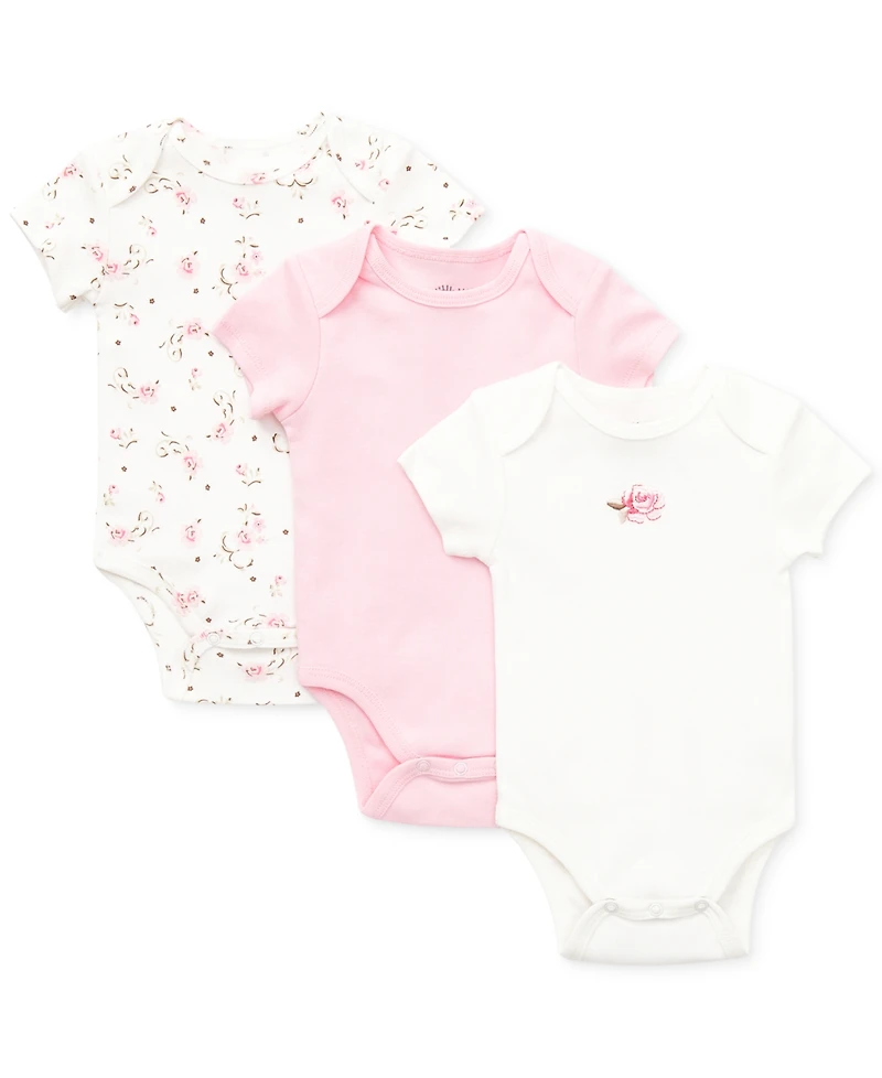 Little Me Baby Girls Vintage Rose Bodysuits, Pack of 3