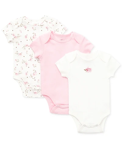 Little Me Baby Girls Vintage Rose Bodysuits, Pack of 3