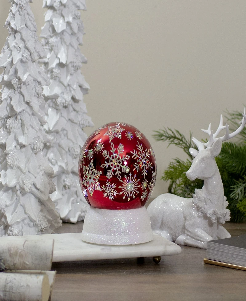 6.5" Led Lighted Shiny Snowflake Water Globe Tabletop Decoration
