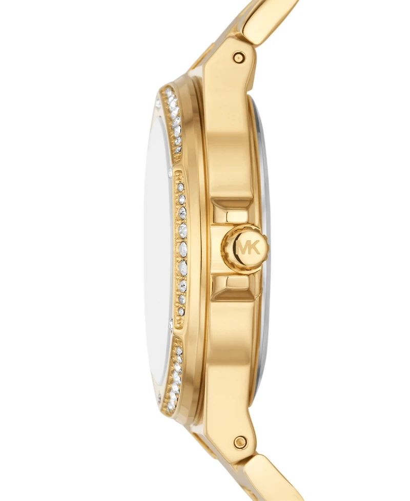 Michael Kors Women's Lennox Three Hand Gold-Tone Stainless Steel Bracelet Watch 37mm