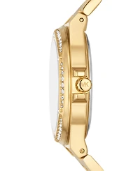 Michael Kors Women's Lennox Three Hand Gold-Tone Stainless Steel Bracelet Watch 37mm