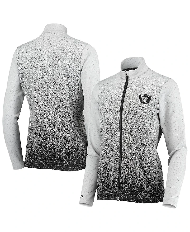 Women's Antigua White and Black Las Vegas Raiders Guide Full-Zip Jacket