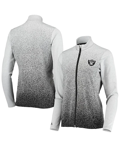 Women's Antigua White and Black Las Vegas Raiders Guide Full-Zip Jacket