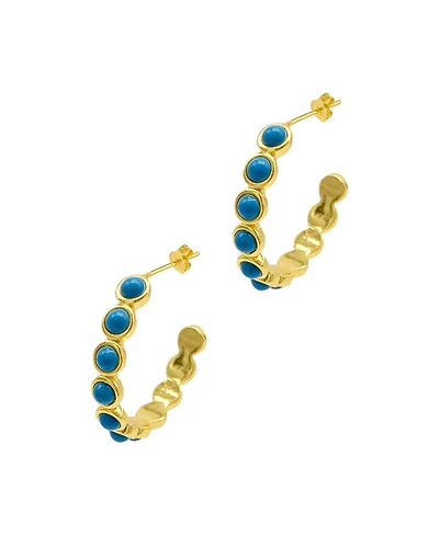 Adornia Bezeled Turquoisette Hoop Earrings