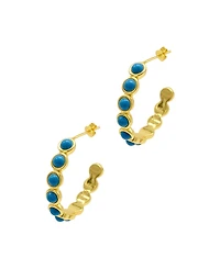 Adornia Bezeled Turquoisette Hoop Earrings