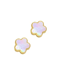 Adornia White Mother Of Pearl Clover Stud Earrings