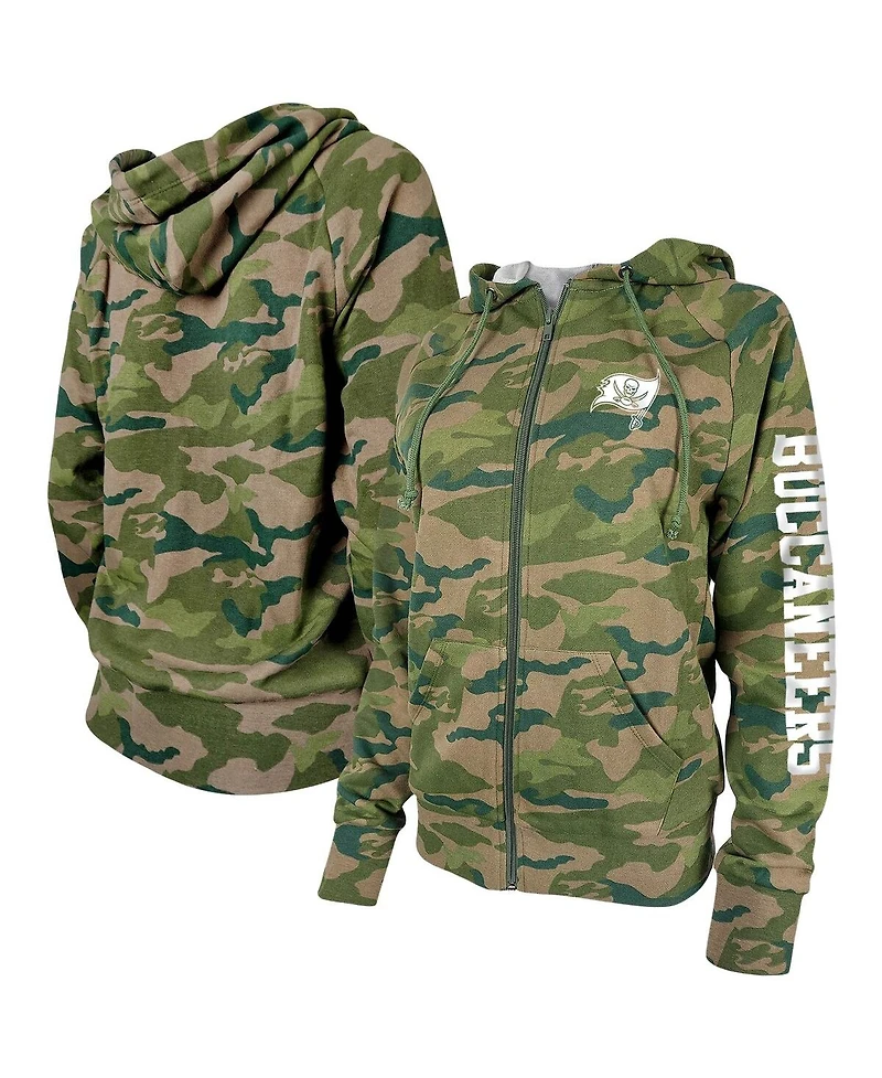 Women's New Era Camo Tampa Bay Buccaneers Raglan Full-Zip Hoodie