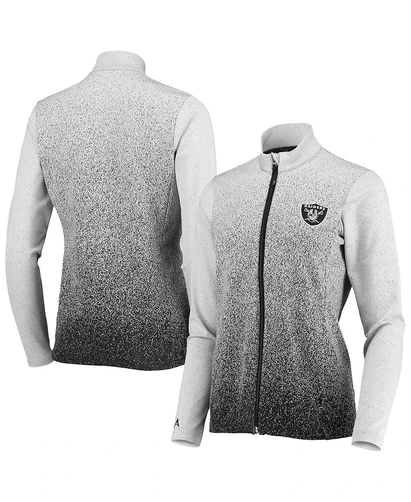 Women's Antigua White and Black Las Vegas Raiders Guide Full-Zip Jacket