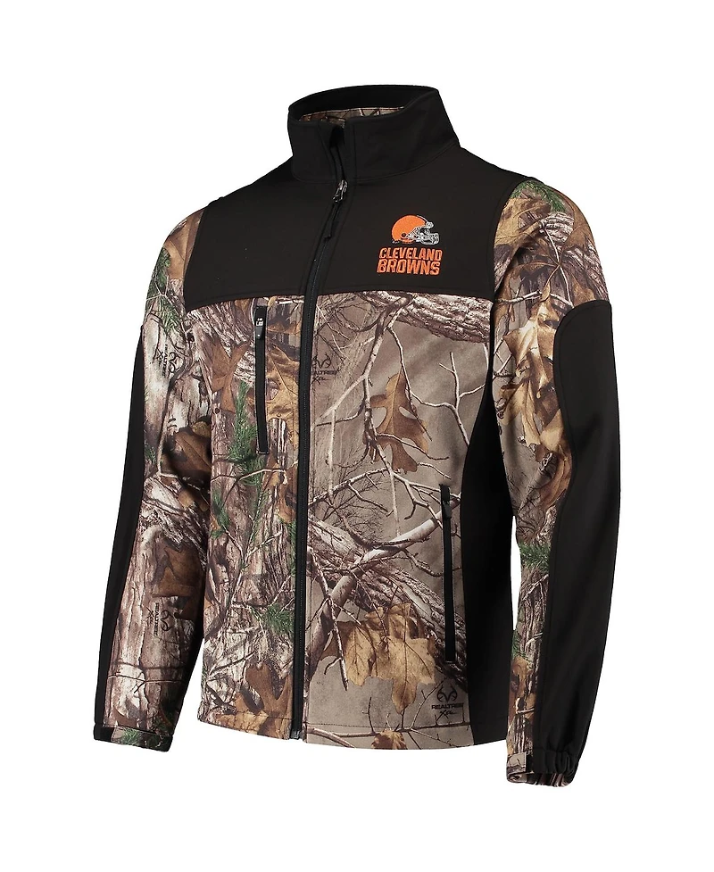 Men's Dunbrooke Realtree Camo and Black Cleveland Browns Circle Hunter Softshell Full-Zip Jacket