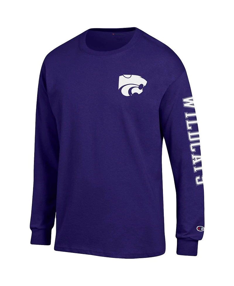 Men's Champion Purple Kansas State Wildcats Team Stack Long Sleeve T-shirt