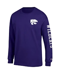 Men's Champion Purple Kansas State Wildcats Team Stack Long Sleeve T-shirt