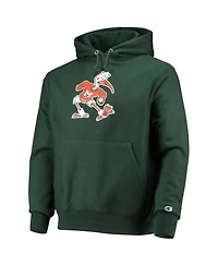 Men's Champion Green Miami Hurricanes Vault Logo Reverse Weave Pullover Hoodie