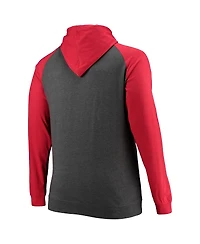 Men's Fanatics Red and Heathered Charcoal Tampa Bay Buccaneers Big and Tall Lightweight Raglan Pullover Hoodie