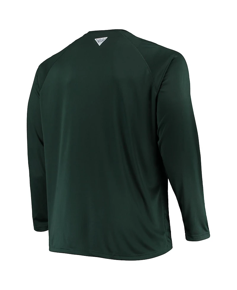 Men's Columbia Green Michigan State Spartans Big and Tall Terminal Tackle Omni-Shade Long Sleeve Raglan T-shirt